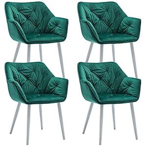 GEIRONV 45 × 44 × 80 cm fluwelen eetkamer-set van 4, moderne woonkamer slaapkamer lounge zijkantje met metalen benen make-up stoel Eetstoelen (Color : Green, Size : White feet)