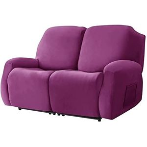 Fauteuil Loveseat Hoes 6 Stuks Dual Fauteuil Sofa Covers for 2 Seat Dual Liggende Loveseat Bank met Elastische Bodem for Woonkamer(Color:Purple)