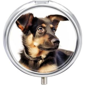 Pillendoos 3 compartimenten ronde pillenorganisator dagelijkse kleine pillenetui voor reizen, hond metalen pillencontainer, draagbare medicijnorganizer voor pil, vitaminen, visoliesupplement