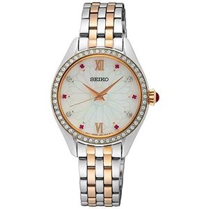 Seiko Analoog kwartshorloge voor dames, met roestvrijstalen armband SUR542P1, zilver-goud, armband