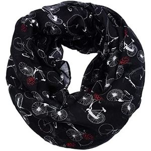 Wintersjaal Sjaals Mode Sjaal Vrouwen Loop Sjaal Warme Zon Bescherming Fiets Print Patroon Sjaal Cadeau Voor Dames Sjaal Wraps Sjaal Cadeau(Black)