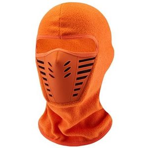 Winter polar fleece capuchon, volwassen ski-sjaal voor volwassenen, bivakmuts voor buiten fietsen, geschikt voor mannen en vrouwen (orange A)