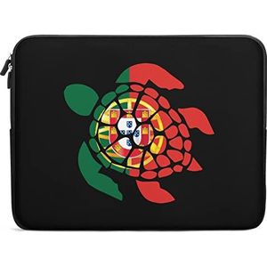 Portugal Vlag Zee Schildpad Laptop Case Sleeve Bag 13 inch Duurzaam Shockproof Beschermende Computer Draaghoes Aktetas
