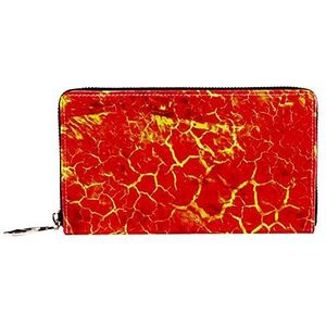 Vrouwen Zip Rond Portemonnee en Telefoon Clutch, Lava Oranje Magma, Reistas Lederen Clutch Bag Kaarthouder Organizer Polsbandjes Portefeuilles, Meerkleurig, 8.07x1x4.53 in