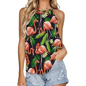 Flamingo Vogel Tropische Zomer Mode Tank Tops Vrouwen Casual Mouwloos T-shirt Ronde Hals Vest 4XL