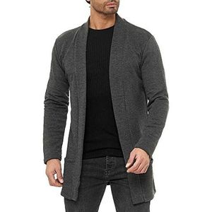 Redbridge Cardgigan Sweatjack, Kleding Heren, Colbert Long Cut, Grijs, L