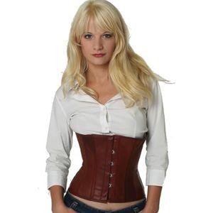 Leren corset lichtbruin taille Korset lw27