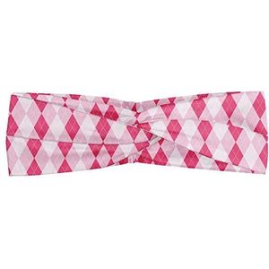 ABAKUHAUS geometrische ruit Hoofdband, pinkish Argyle, Elastische en Zachte Bandana voor Dames, voor Sport en Dagelijks Gebruik, Baby Pink Pink Pastel