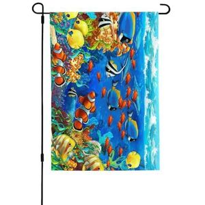 LAMAME Oceaan Tropische Vis Koraal Onderzeese Wereld Gedrukt Tuin Vlag Patio Decoratieve Vlag Dubbelzijdige