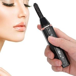 Verwarmde wimperkruller, USB professionele elektrische wimperkruller met kam 3 temperatuurversnellingen Draagbare, langdurige wimperkruller(black)