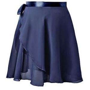 Chiffon dansrokken meisje vrouwen pure ballet rokken wrap chiffon over sjaal voor dansen zelf stropdas ballerina tutu jurk skate danskleding gymnastiek kort voor skate gymnastiek, Donkerblauw,