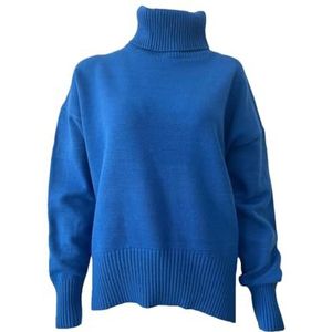 Lmtossey Herfst en winter coltrui grote maat trui dames pullover losse casual kasjmier gebreide trui, Blauw, L