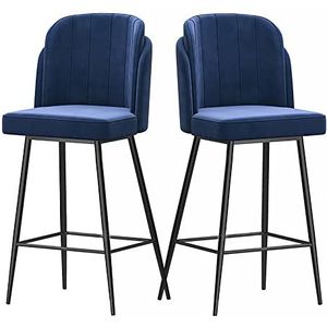 AADDFDD Barkrukken Bar Stoelen Stijlvolle Barkrukken Set van 2, Moderne Fluwelen Bar Stoelen met Rugleuning en Voet Bar voor Keuken, Cafe Diner, Pub, Zithoogte 65cm