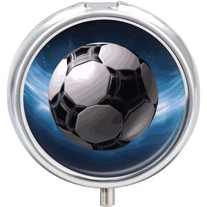 Voetbal Pil Organizer Reizen Pillendoos 3 Compartimenten Dagelijks Ronde Medicijncontainer met Spiegel Wekelijkse Draagbare Pillendispenser Gevallen voor Portemonnee Pocket