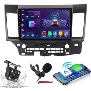 Android 14 Autoradio Navi voor M-itsubishi Lancer 2007-2012 9 ""Screenradio met draadloze carplay Android Auto GPS Navigatieondersteuning Bluetooth 5.0 HIFI FM 5G-WiFi SWC MIC-camera,M300s