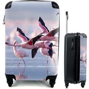 MuchoWow® Koffer - Flamingo - Vogel - Water - Roze - Past binnen 55x40x20 cm en 55x35x25 cm - Handbagage - Trolley - Fotokoffer - Cabin Size - Print