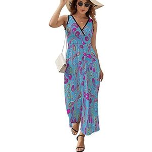 Nationaal ornament paisley patroon dames lange jurk mouwloze maxi-jurk zonnejurk strand feestjurken avondjurken S