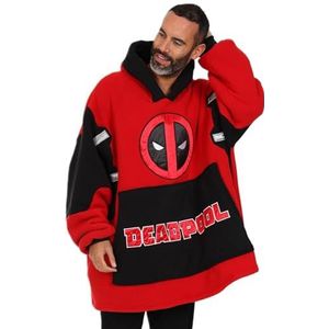 Marvel Mens Deadpool volledig gevoerd luxe fleece hoodie, oversized fleece deken hoodie rood, Rood, One size