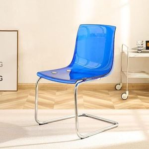 EdNey Huishoudelijke transparante rugleuning eetkamerstoel, voor eetkamer, woonkamer, minimalistisch ontwerp vrije tijd acryl stoel met heldere acryl stoelrug en gegalvaniseerde stoelpoten (kleur: C)