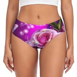 yagDAA Rose En Vlinders Roze Print Dames Ondergoed Zachte Elastische Bikini Slips Knickers Dames Hipster Slipje Onderbroek, Zwart, XS