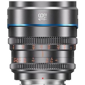 SIRUI Night Walker 16mm Handmatige Focus Cine-Lens (S35 Frame), T1.2 Groot Diafragma S35 Frame Prime-lens E-Mount, voor Sony FX30, ZV-E10, A6500, A6600, Grijs
