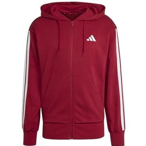 adidas Hombre ESSENTIAL THREE STRIPES FRENCH TERRY FULLZIP HOODIE, active maroon/white, XS