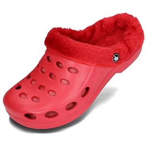 PLAME Dames Heren Eva Klompen Gevoerd Warme Pantoffels Unisex Tuin Schoenen 36-46 EU (Rood, EU-systeem voor schoenmaten, Volwassene, Numeriek, Normaal, 37)