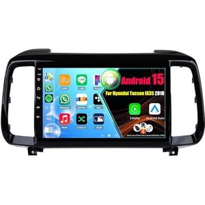 Android 15 Autoradio Voor Hyundai Tucson IX35 2018 met Draadloze Carplay Android Auto, 9 Inch Autoscherm Soporta Bluetooth WIFI GPS FM/RDS(8Core(4+64GB))