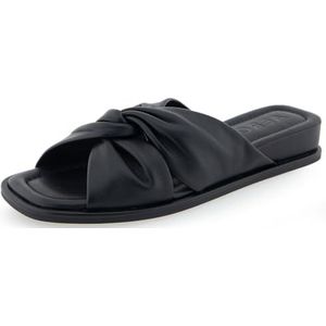 Aerosoles Brady Slide sandaal voor dames, zwart leer, maat 36 EU, Zwart leder, 38.5 EU