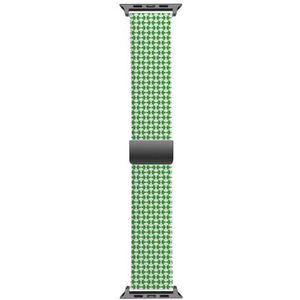 Solo Loop Band Compatibel met All Series Apple Watch 38/40/41mm (Groen Wit Op Art) Elastische Siliconen Band Strap Accessoire, Siliconen, Geen edelsteen