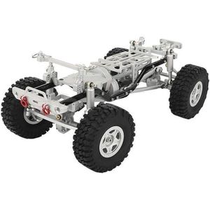 IWBR 1:24 DIY Upgrade Auto Frame Met Dubbele Voorassen for Axiale 1/24 SCX24 90081 RC Afstandsbediening Speelgoed Auto onderdelen (Size : With Wheels Silver)