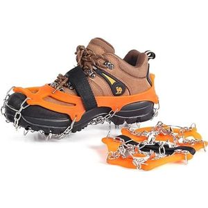 18 tanden ijs grijper spike voor schoenen antislip antislip schoenhoezen sneeuw ijs stijgijzers schoenplaten grepen klimmen schoen laarzen ijs grips voor schoenen (kleur: één kleur, maat: oranje maat
