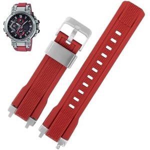 Rubber Horlogeband Soft Fit for Casio MTG-B1000/G1000 Horloge Band Gemodificeerde Siliconen Horloge Riem Waterdichte Armband for mannen(Color:Red-silver)