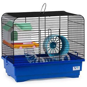 Decorwelt Hamsterstokken, blauw, buitenmaten, 40 x 25 x 34,5 cm, knaagkooi, hamster, plastic, kooi met accessoires