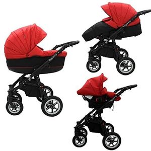Kinderwagen voor grote ouders, babyzitje en Isofix, naar keuze Quero by Saintbaby Black Red 01 2-in-1 zonder babyzitje