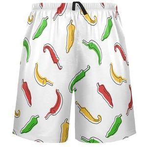 LI ZHI XIN Herenpyjamabroek, korte pyjamabroek, zomer casual shorts, elastische taille met trekkoord, rechte losse pasvorm met 2 zakken, S-XXL groenten chili kleurrijk patroon, Meerkleurig, S