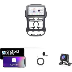 9 Inch Autoradio Compatibel voor Ford Ranger 3 2011-2015 met GPS Navigatie CarPlay Android Auto Acht-Core 4G Bluetooth WiFi MirrorLink Stuurwiel Afstandsbediening(T4 8 Core 4G+Wifi 4G+64G)