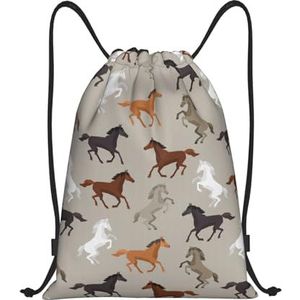 Iguatu Libelle lichtgewicht tas met trekkoord en trekkoord, spatwaterdicht, geschikt voor fitness, yoga, reizen, Schattig Paard, S