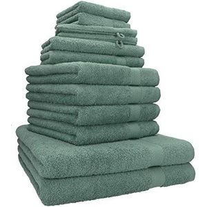 Betz Premium 12-delige badstof handdoekenset - 2 x lighanddoeken - 4 x handdoeken - 2 x gastendoekjes - 2 x washandjes - kleur dennengroen