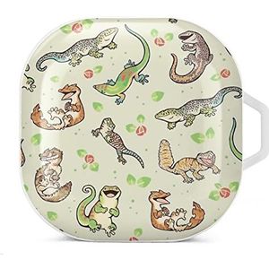 Spring Geckos Oordopjes Hoesje Compatibel met Samsung Hard Shell Beschermhoes Wit-Stijl
