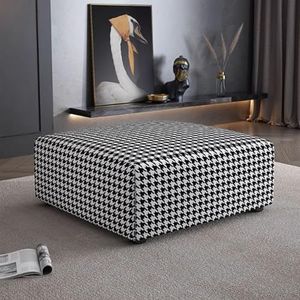 BEDOIN Modulaire Ottomaanse, boucle gestoffeerde Ottomaanse, extra grote vierkante salontafel van schuim, Ottomaans, voor woonkamer sectionele bank zwart-90 x 70 x 35 cm