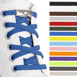 SULPO Platte veters zonder strikken, gespsluiting, snelsluiting, elastische schoenveters, rubber, veters, veters voor kinderen en volwassenen, blauw