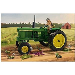 1500 Stukjes Puzzel,Puzzel Voor Volwassenen,Houten Puzzel,Geschenken Voor Gamecollecties - Boerderij Puppy Rijden Tractor