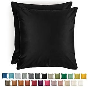 Blumtal Set van 2 Kussenslopen - Velvet - 60 x 60 cm - Zwart - Verborgen Ritssluiting - Kussenhoes voor sierkussens