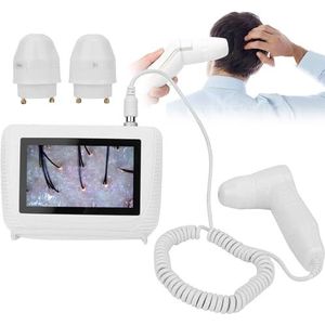 Huidhaaranalysator, 5 inch 50X/200X lens LCD digitale microscoop oplaadbare draagbare hoofdhuiddetectorscanner professionele hoofdhuidhaarfollikelolievochtvergrotendetector huidpigmenttester
