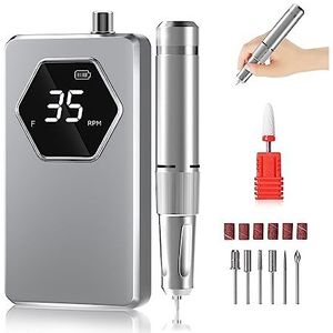 Elektrische nagelboor, Professionele elektrische nagelboormachine, draagbare oplaadbare 35000 RPM nagelboormachine met HD-scherm, manicurepolijstgereedschap Gemakkelijk te gebruiken, voor acryl- en ge