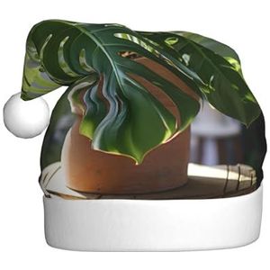 ENVEED Monstera Deliciosa Banaan Palm Vakantie Decoratie Hoed - Volwassen Pluche Kerstmuts, De Perfecte Kerst Decoratieve Hoed