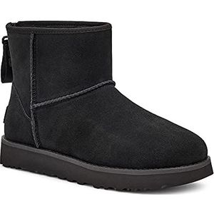 UGG Classic Mini Logo Zip - Laarzen - Zwart - Suède - Sheepskin Voering
