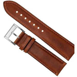 dayeer Koeienhuid lederen horlogeband voor Hamilton Khaki Aviation Classic Series horlogeband met vouwgesp herenarmband (Color : Brown 01-silver a, Size : 20mm)