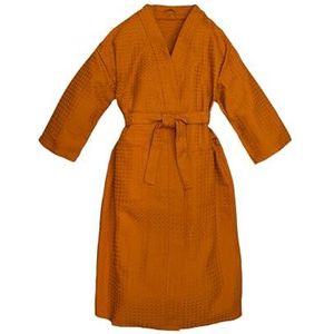 POLHIM Unisex wafelpiqué badjas Lichtgewicht, absorberend en huidvriendelijk. Perfect voor vrouwen en mannen, thuis of in de spa., Lichtbruin, S